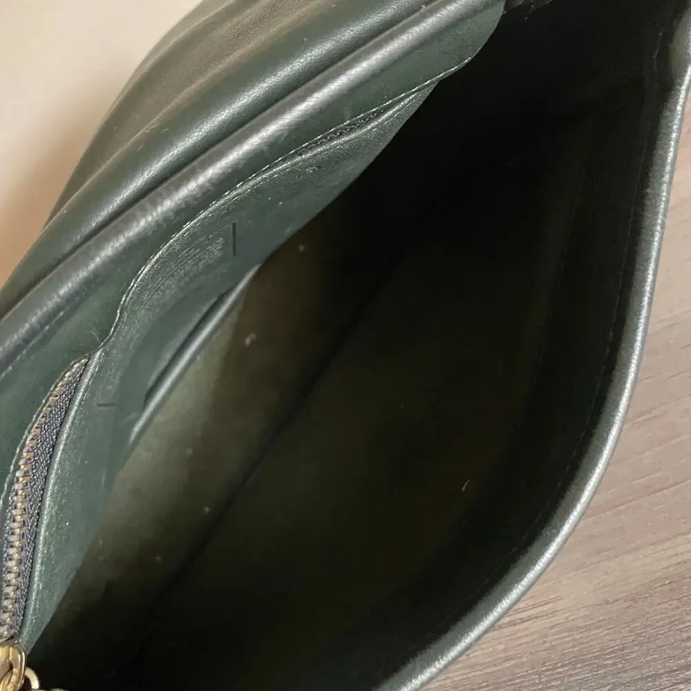 Vintage Coach USA Forest Green Leather Flap Crossbody Bag Legacy Style 120